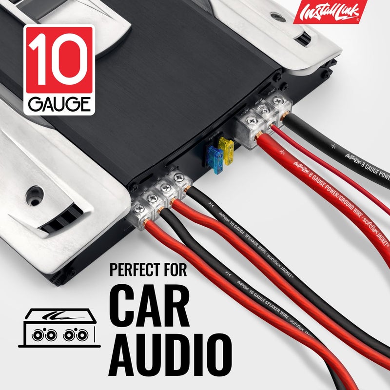 Install Link 10 AWG Gauge Speaker Wire Cable (50 Feet) Stereo, Car or Home Theater, CCA - Image 3